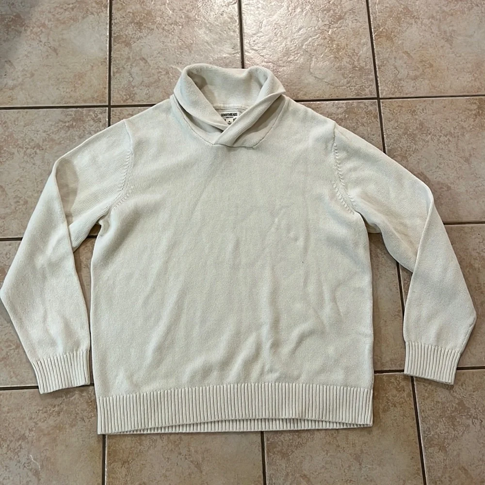 Goodthreads‎ Cotton Fold Over Collar Sweater Cream, Sz XL